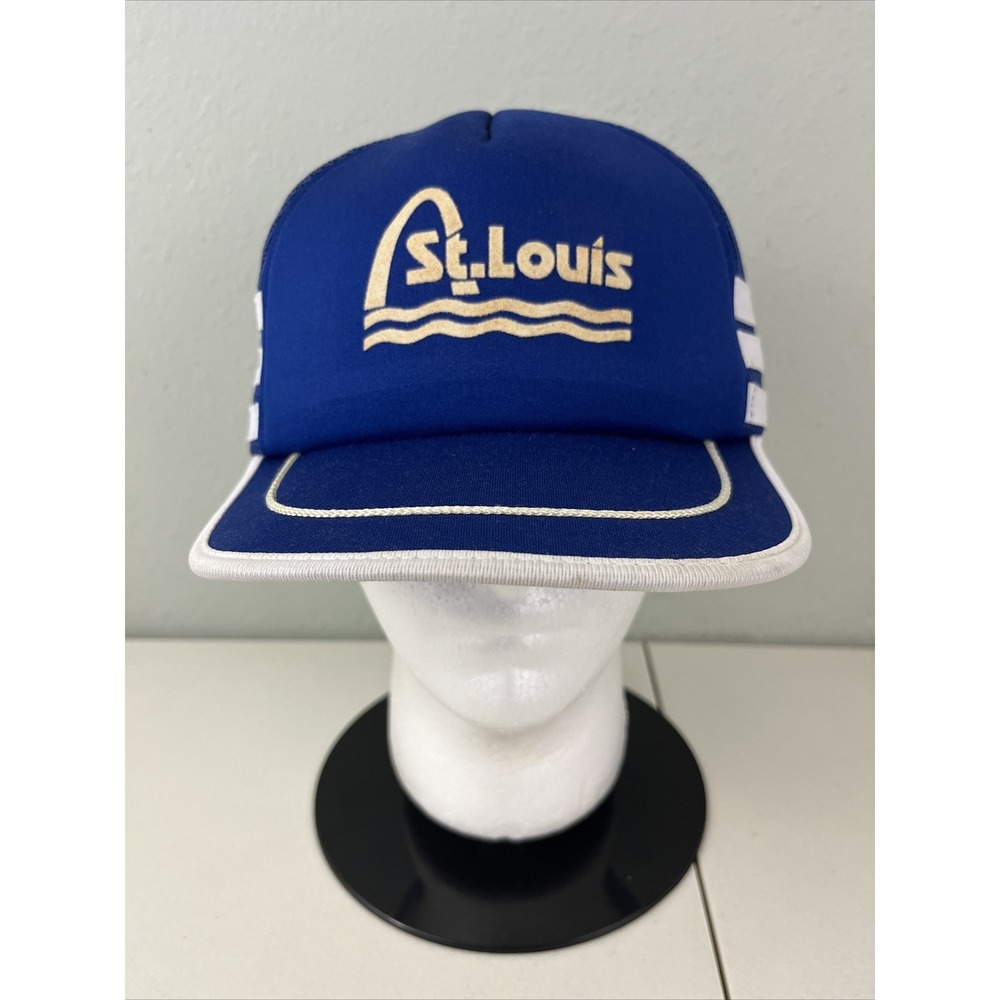Vintage Supercap St Louis Missouri Arch 3 Stripe Foam Mesh Trucker Snapback Hat